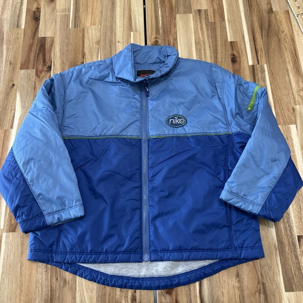Vintage Nike Jacket Youth S 7-8 Blue Full Zip Lightweight Lined Colorblock 90s